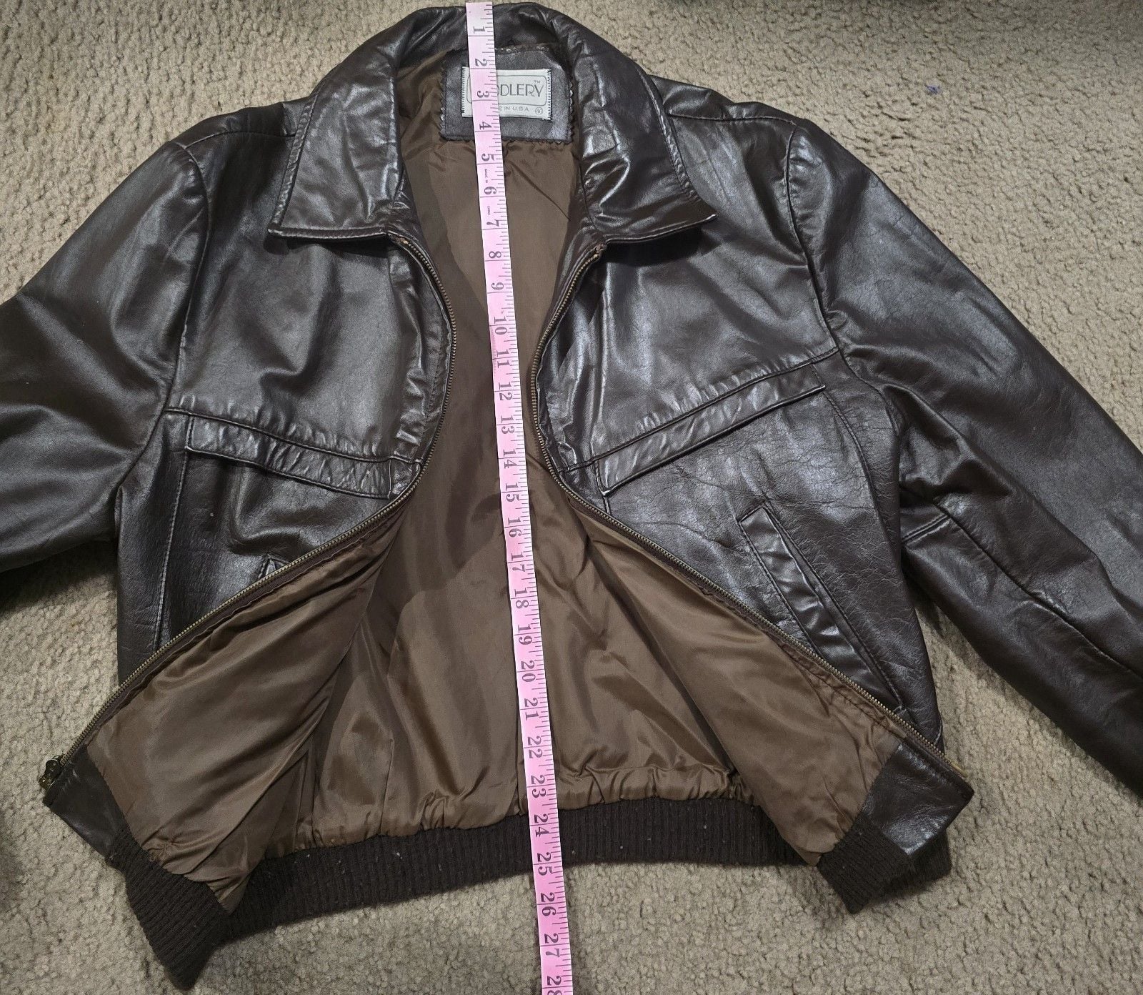 Vintage Saddlery Sportswear 80s Mens Sz 46 XL Brown Leather Jacket Made In USA 5