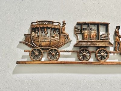 Vintage 1971 Large 33” Freight Train w/People Aboard The Train Copper Tone Art 8