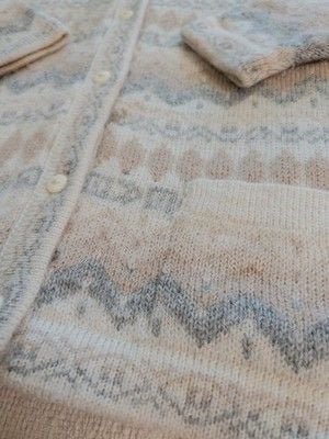 Vintage Arte Inka Alpaca Cardigan Sweater M Peru Pastel Fair Isle Geometric 9