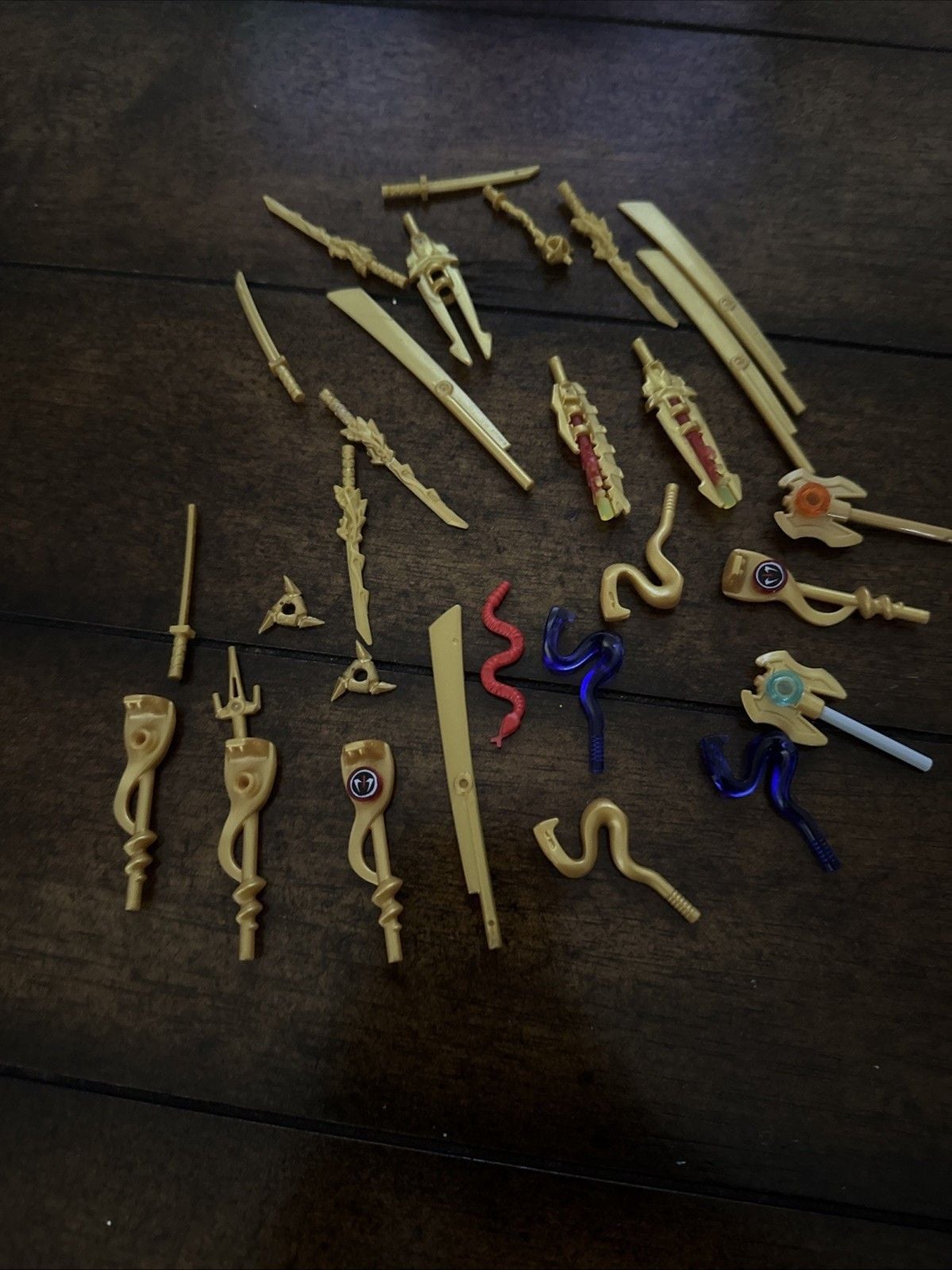 LEGO Ninjago Golden Weapon Accessory Lot - Serpentine Staves Techno Blades Lot 3