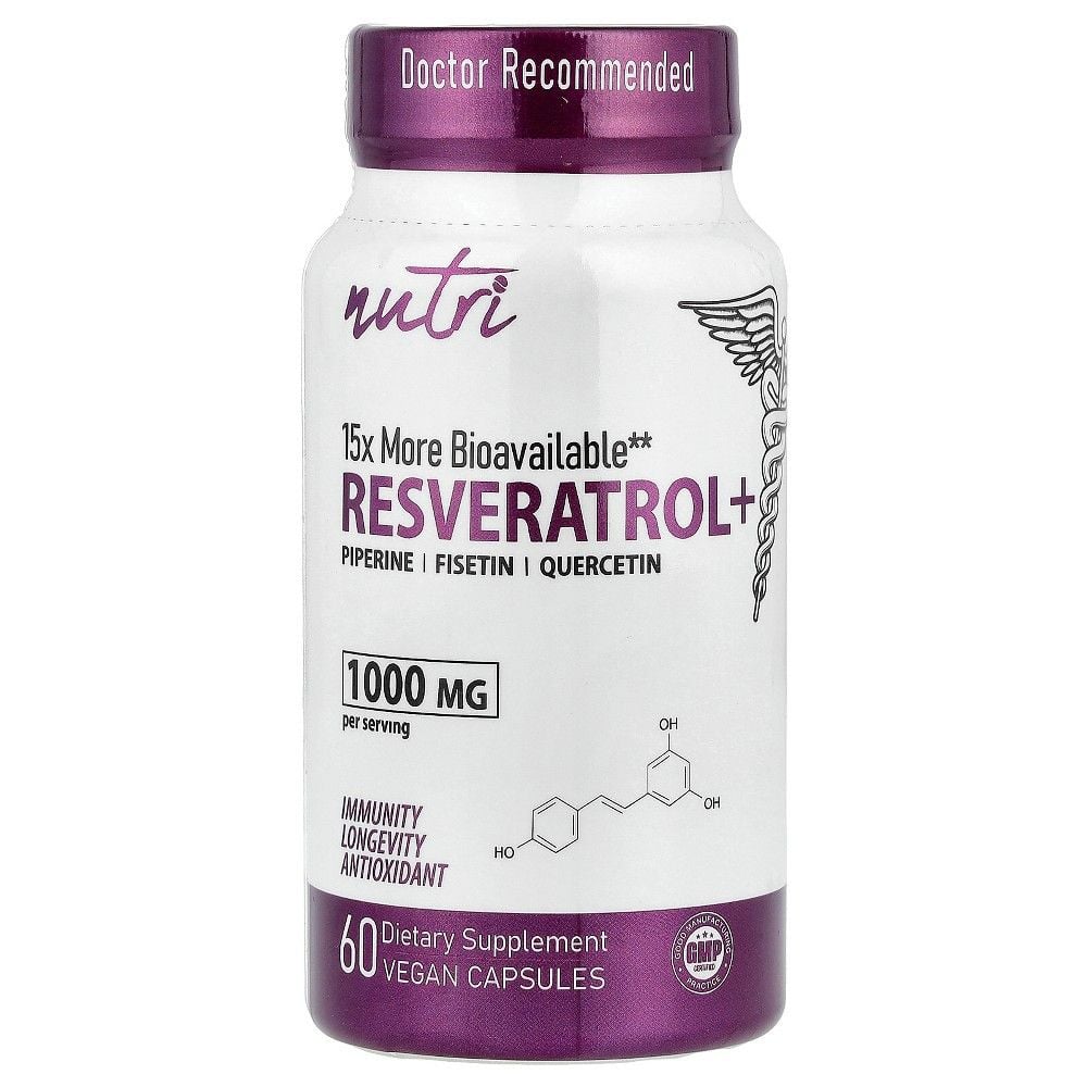 Nutri Resveratrol+, 1,000 Mg, 60 Vegan Capsules (500 Mg Per Capsule) 1