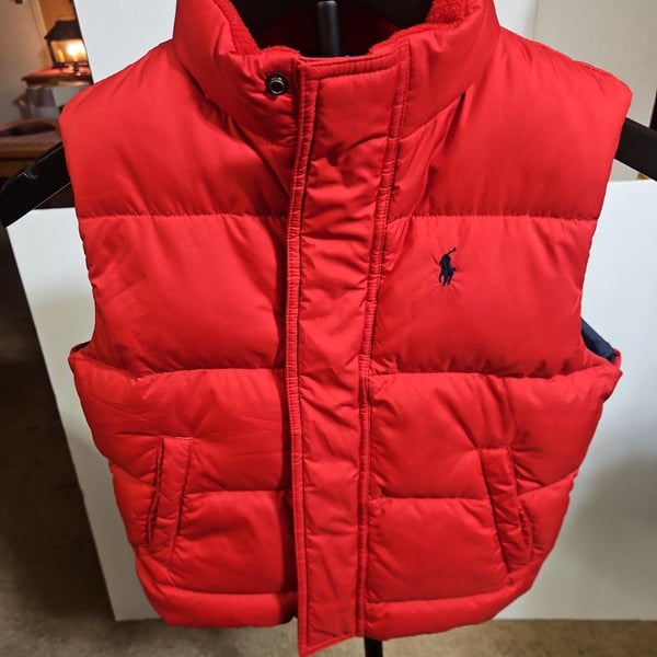 Polo Ralph Lauren Puffer Vest Boys Toddler 4 Red Quilted Down Zip Logo Winter