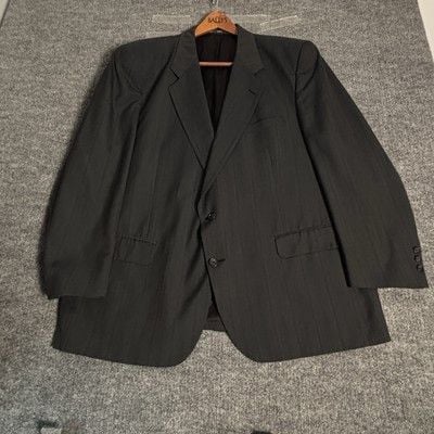 Vintage Christian Dior Suit Mens 46L 44x32 Charcoal Gray Pinstripe Wool 2 Piece 2