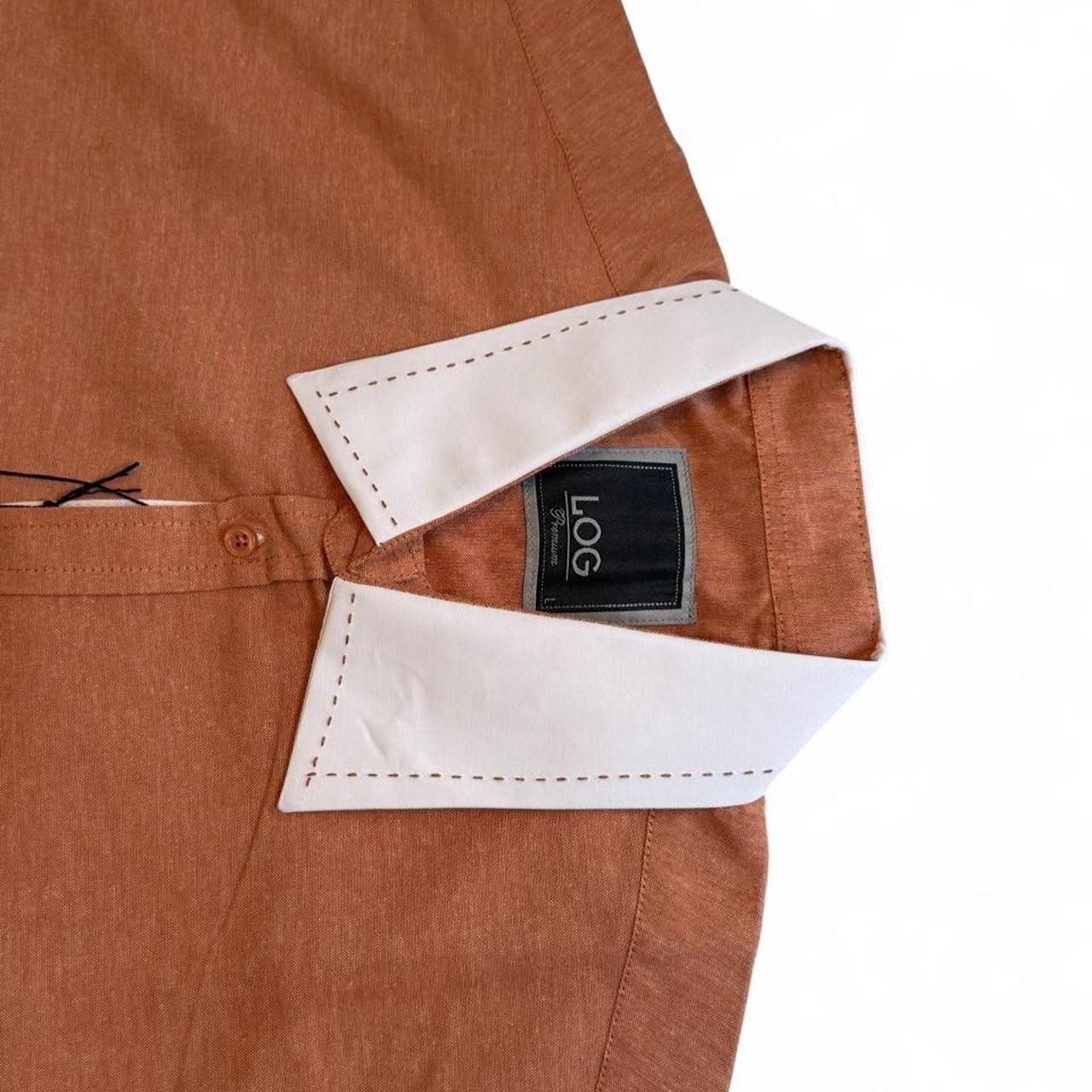 LOG Wear Mens Orange button long sleeve Shirt size large dimensions are in the pictures Brand new with tags 6