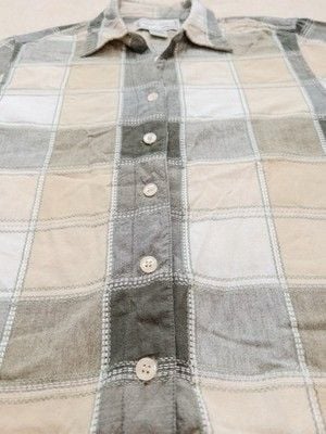 Sarah Bentley Shirt Women M Medium Plaid Button Up Short Sleeve Cotton Blend 8