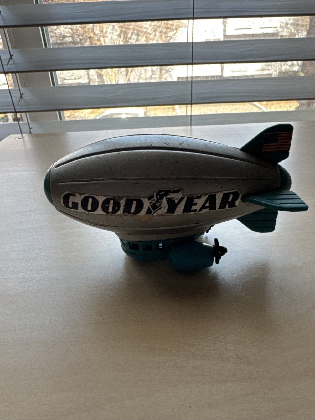 Vintage Buddy L Goodyear Blimp Silver & Blue, Made In Japan 4