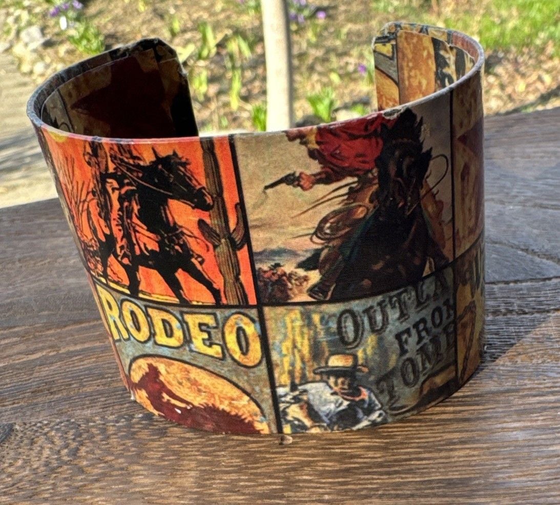 Western Cowboy Movie Bracelet Bangle Cuff Texas Rodeo Gunslinger Artisan Made 2