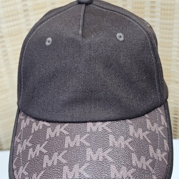 Michael Kors Chocolate MK Monogram Brim Baseball Cap One Size NWT