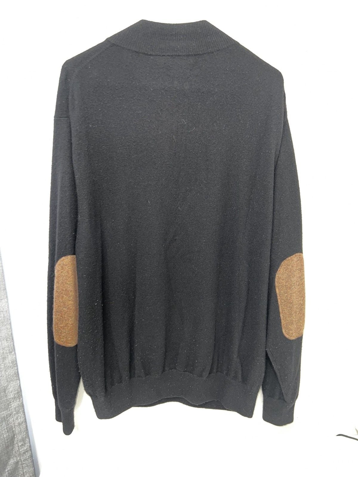 Peter Millar Men’s 1/4 Zip Mock Neck Merino Wool Knit Sweater Black XL 7
