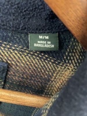 Orvis Men’s Medium 100% Cotton Flannel Blue Brown Plaid Button Up 7