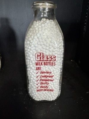 CASTONGUAY DAIRY 9" Clear Glass Square 1 Quart Milk Bottle Sabattus, Maine 2