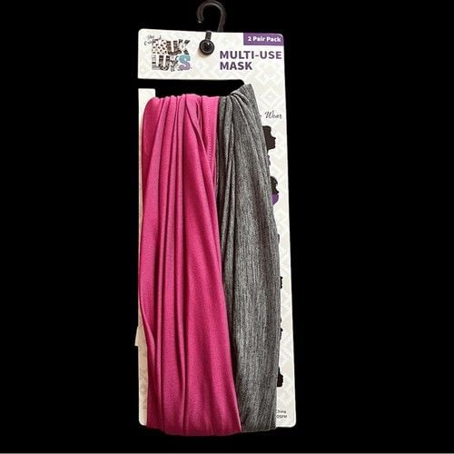 MUK LUKS Multi-Use Mask Pack-2 Non Medical Masks Pink and Gray 2
