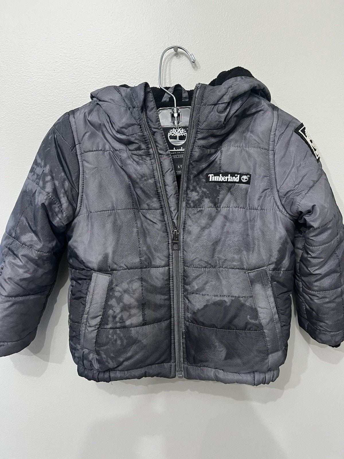 Timberland Boys Gray Hooded Insulated Puffer Jacket 3T 2