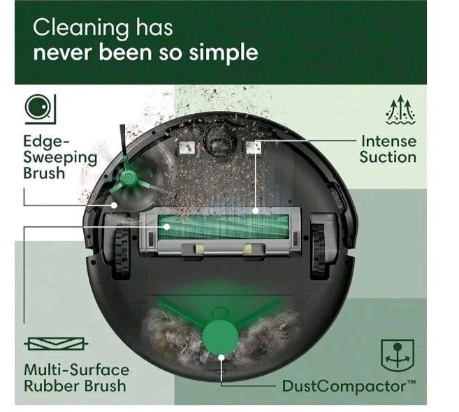iRobot Roomba 205 DustCompactor Robot Vacuum LiDAR Bagless Self Compact White 8