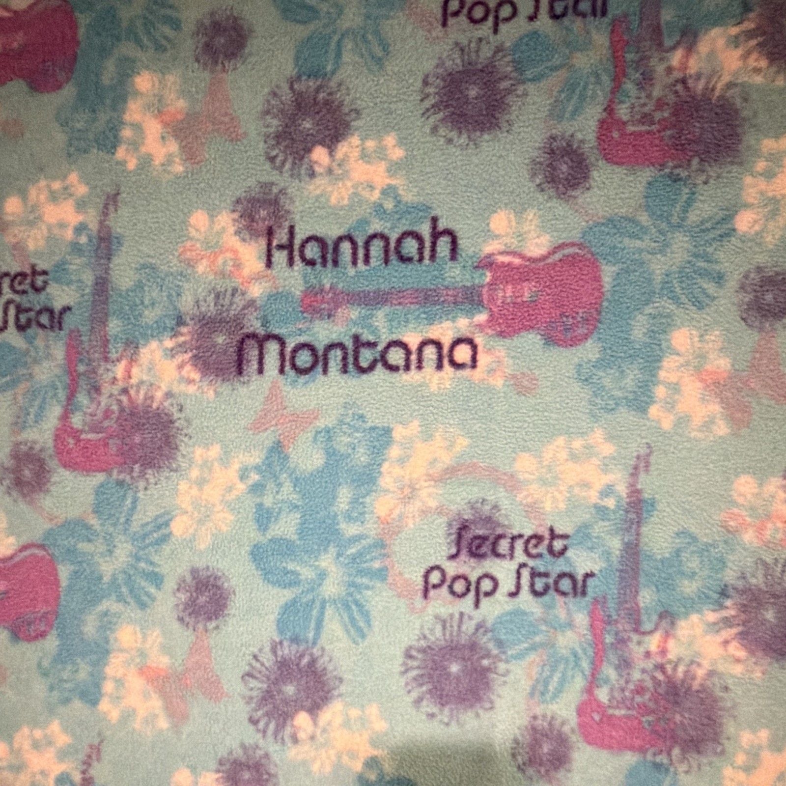 Hannah Montana Secret Pop Star Fleece Throw Blanket Blue Purple Pink Floral Soft 2