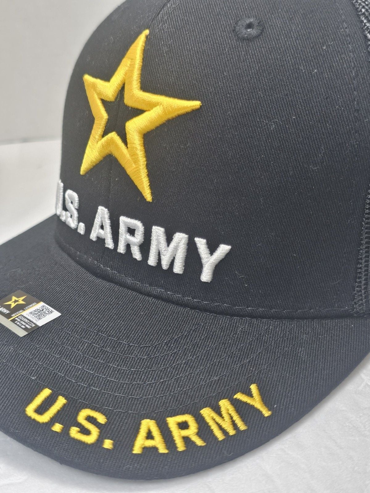 Top Level U.S. Army Trucker Hat Black Embroidered Snapback Cap Adjustable NWT 10