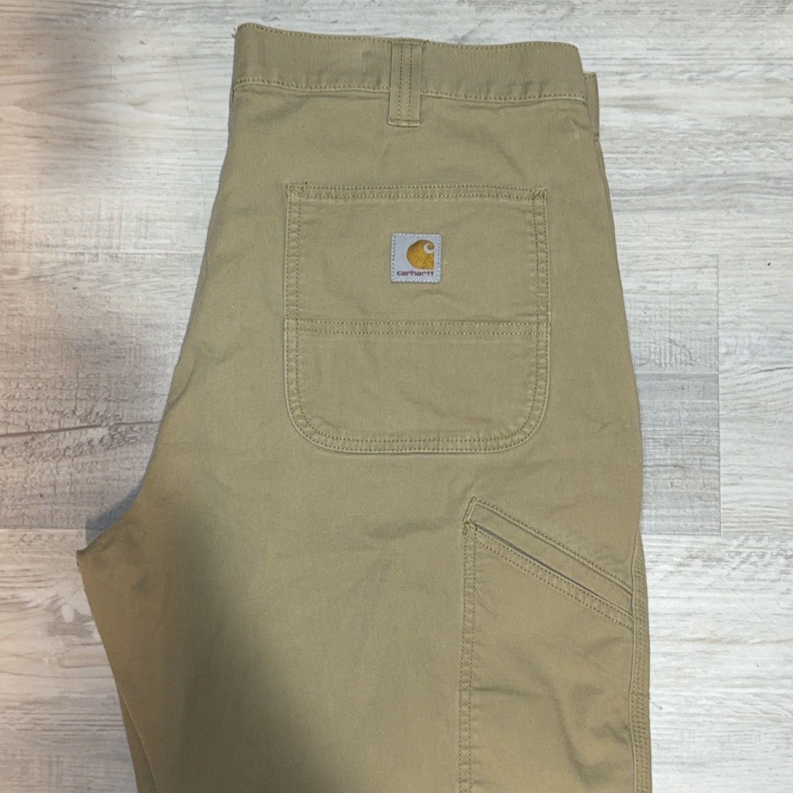 Carhartt Men's 38x30 Carpenter Pants Relaxed Fit Canvas Workwear Beige Cotton 5