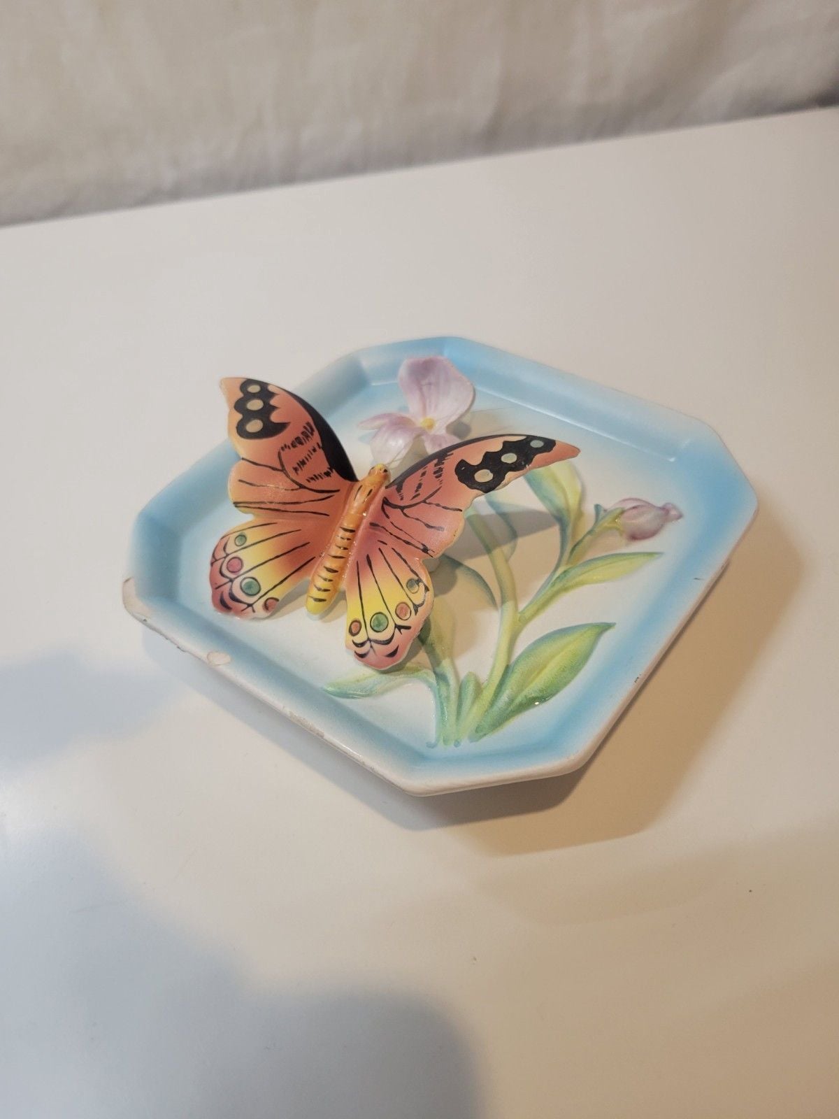Vintage Napco 1960 Monarch Butterfly Trinket Dish 1