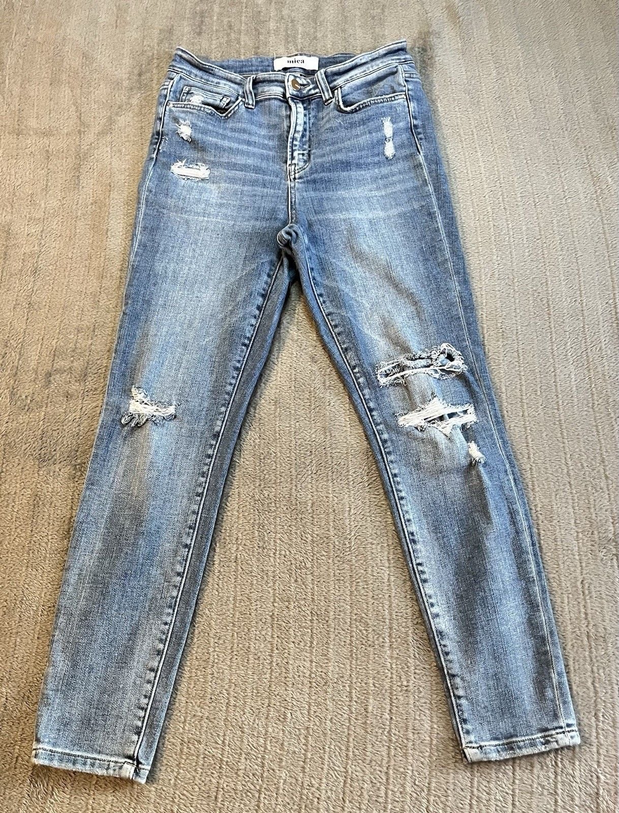 Women’s Mica Denim Light Blue Ripped Distressed High Rise Stylish Size 28 2