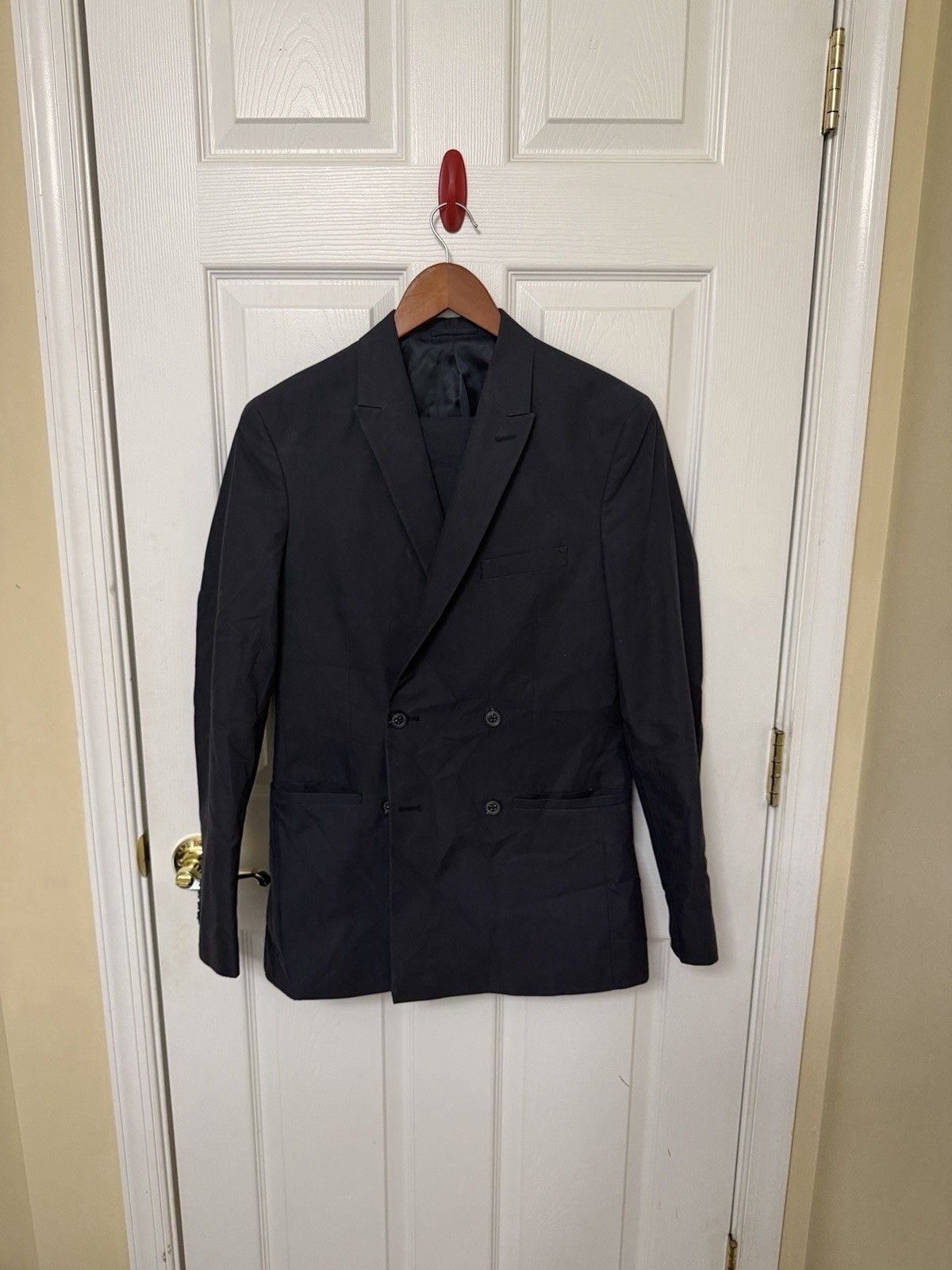 Topman Men's Double Breasted Navy Suit Slim Size 34R 30/30 1