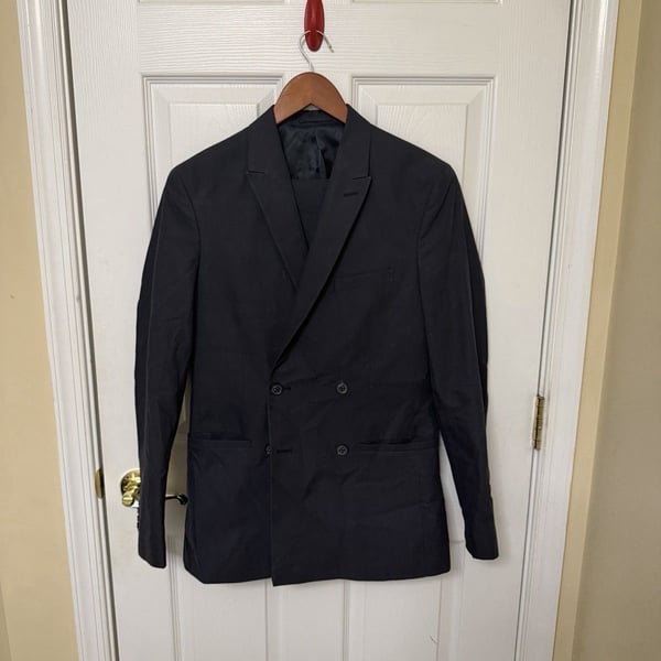 Topman Men's Double Breasted Navy Suit Slim Size 34R 30/30