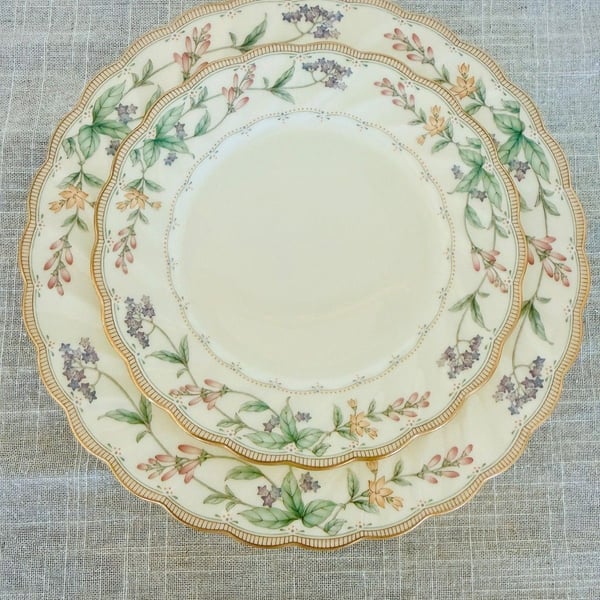 Noritake Brookhollow 4704 Bone China | 1 Dinner Plate + 1 Salad Plate
