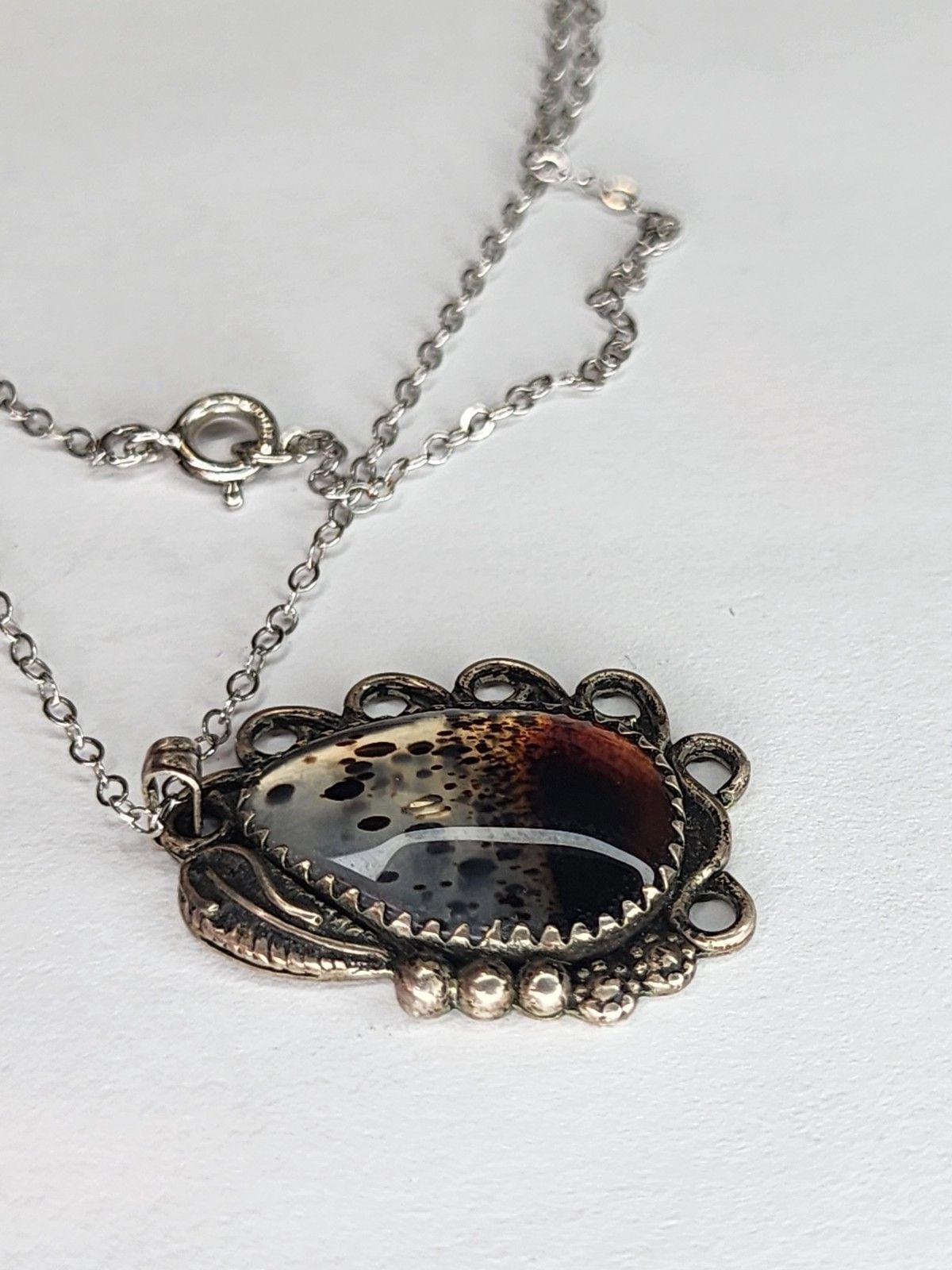 Native American Sterling Silver Agate Necklace 6