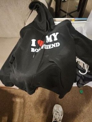 I Love My Boyfriend Black Pullover Hoodie 4
