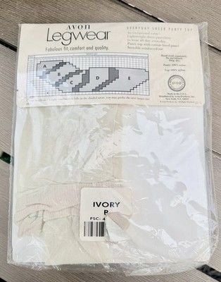 Vintage 1983 Deadstock Avon Legwear Everyday Sheer Pantyhose Ivory Size B USA 5