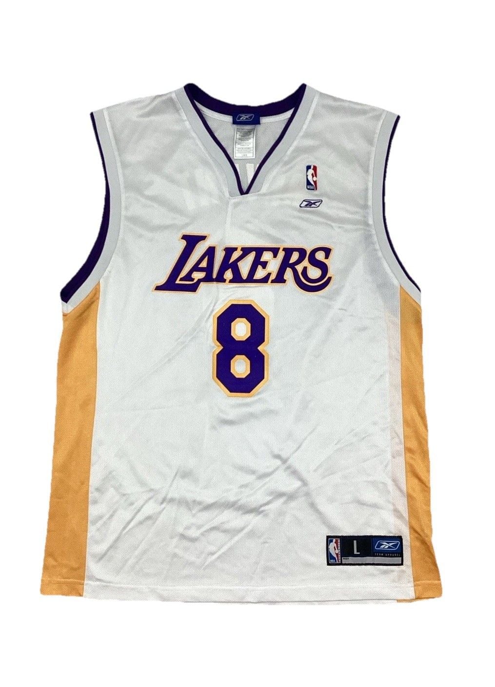 Kobe Bryant #8 Jersey White Reebok NBA Lakers Size Large Vintage 2
