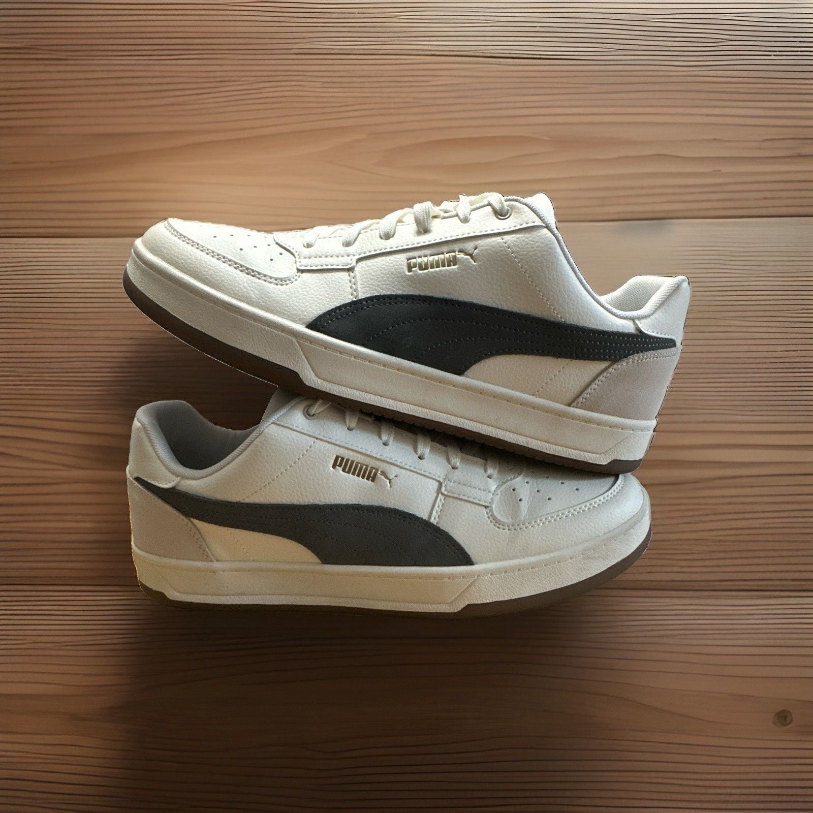 PUMA Caven 2.0 Suede FS Men’s Low Top Lace-Up Sneakers White Gray Suede 4
