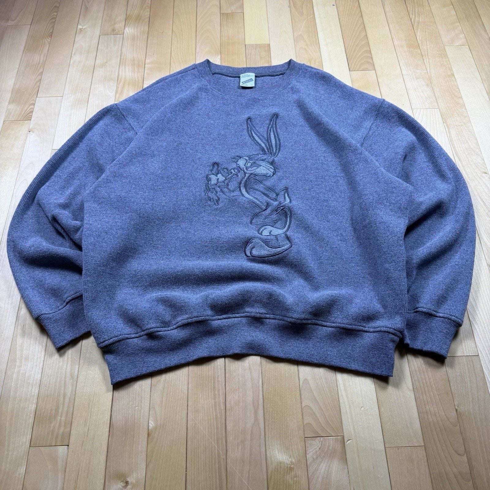 Vintage 90s Bugs Bunny Sweatshirt Mens L Warner Bros Studio Store Embroidered 11