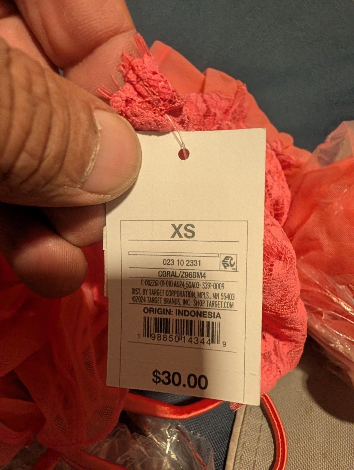 Auden Target Women Lace Trim Mesh Babydoll Chemise Size Xs Coral NWT 023-10-2333 2