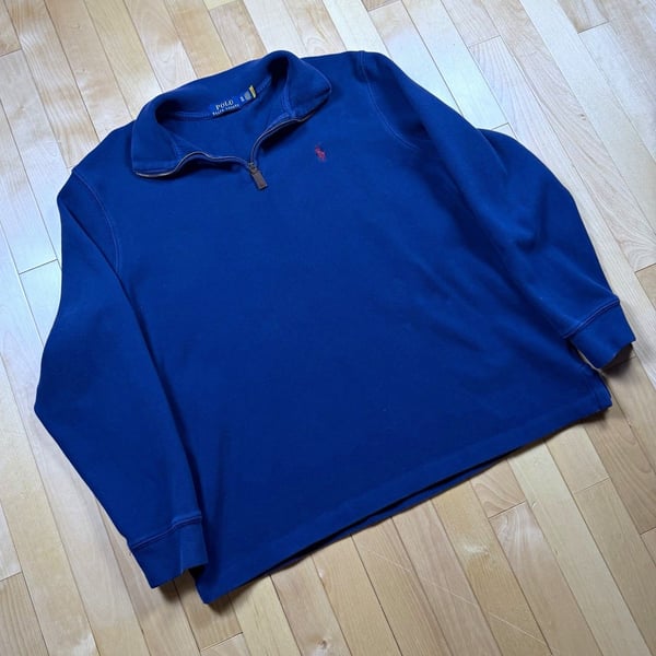 Polo Ralph Lauren Quarter Zip Pullover Mens XL Blue Red Pony Sweatshirt