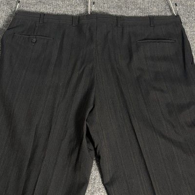Vintage Christian Dior Suit Mens 46L 44x32 Charcoal Gray Pinstripe Wool 2 Piece 18