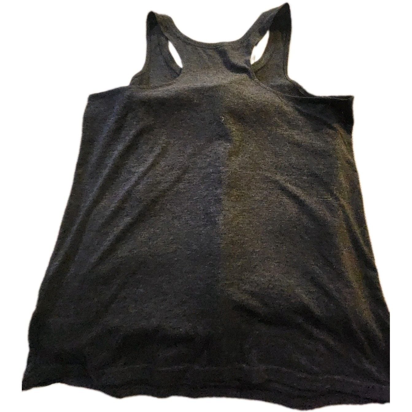 Women's Black Racerback Tank Top L Scoop Neck Lotus Flower Graphic Print 3