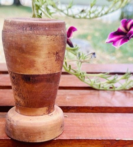 Vintage Primitive HandCrafted &Carved Wooden Vase, Mortar Wood Is Very Smooth 15