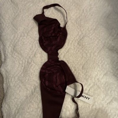 36D DKNY Womens Burgundy Lace Lined Underwire Back Closure Demi Bra A340 6