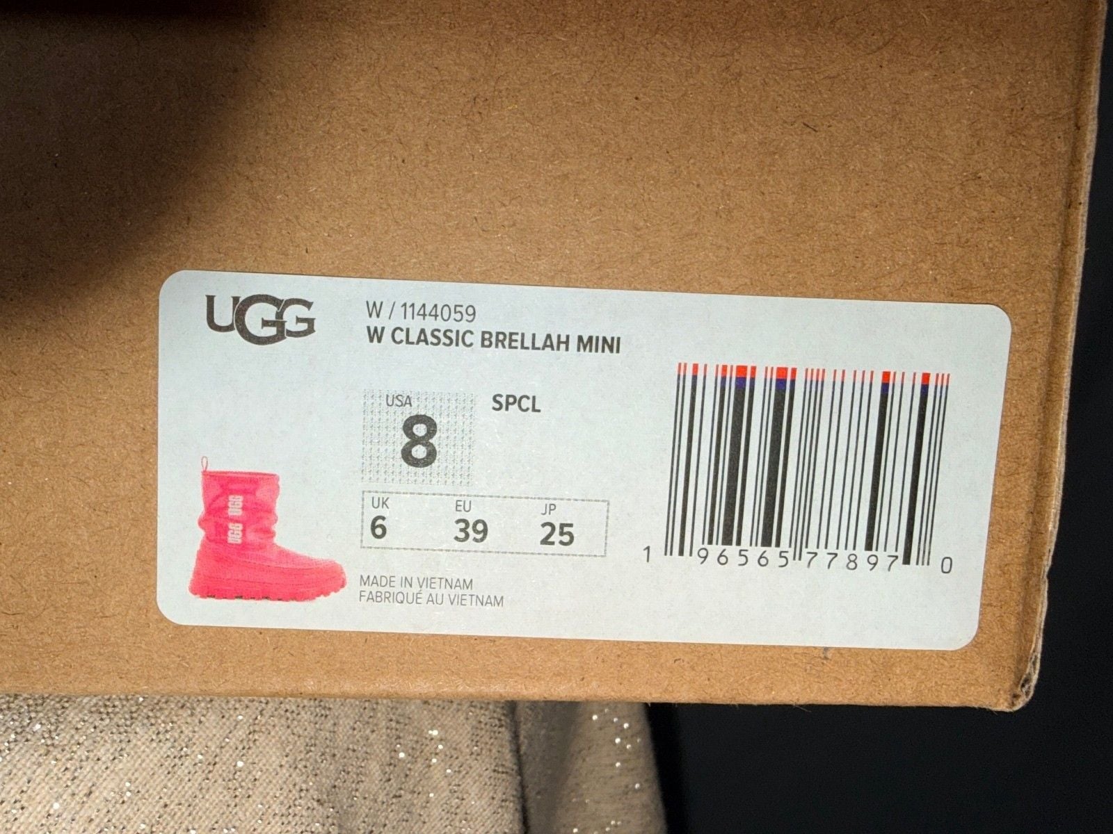 UGG W Classic Brellah Mini Women's Combat Boots Size 8 6