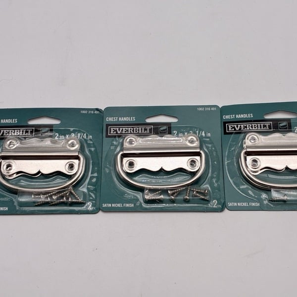 Everbilt Chest Handles 2” x 3-1/4” Satin Nickel 2-Pack Lot of 3 NEW 6 Handles