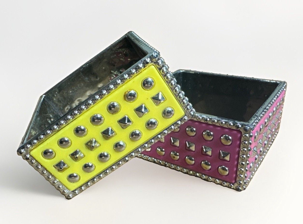 Retro 90s Style Studded Plastic Bangle Bracelets Pink Yellow Punk Halloween 3