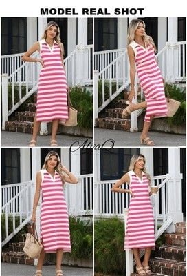 AlvaQ Womens Summer Dresses 2025 V Neck Sleeveless Casual-SIZE XL 6