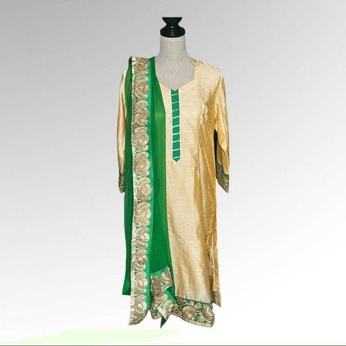Indian/Punjabi Gold With Green Salwar Kameez 3pc Suit 1