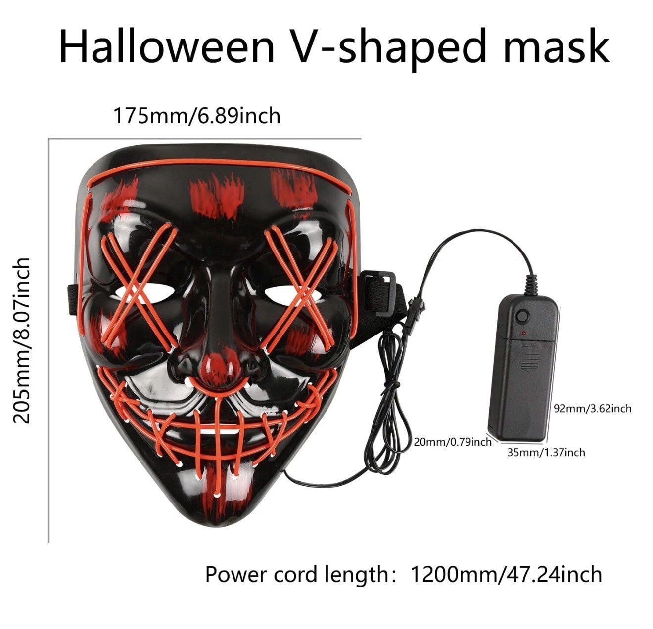 Wireless Neon LED Purge Mask Glow in Dark Cosplay Horror Halloween Party Costume 2