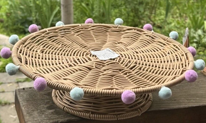 12 in Faux Rattan Cake Cupcake Pedestal Treat Stand Wicker Pastel Wedding,Party 2