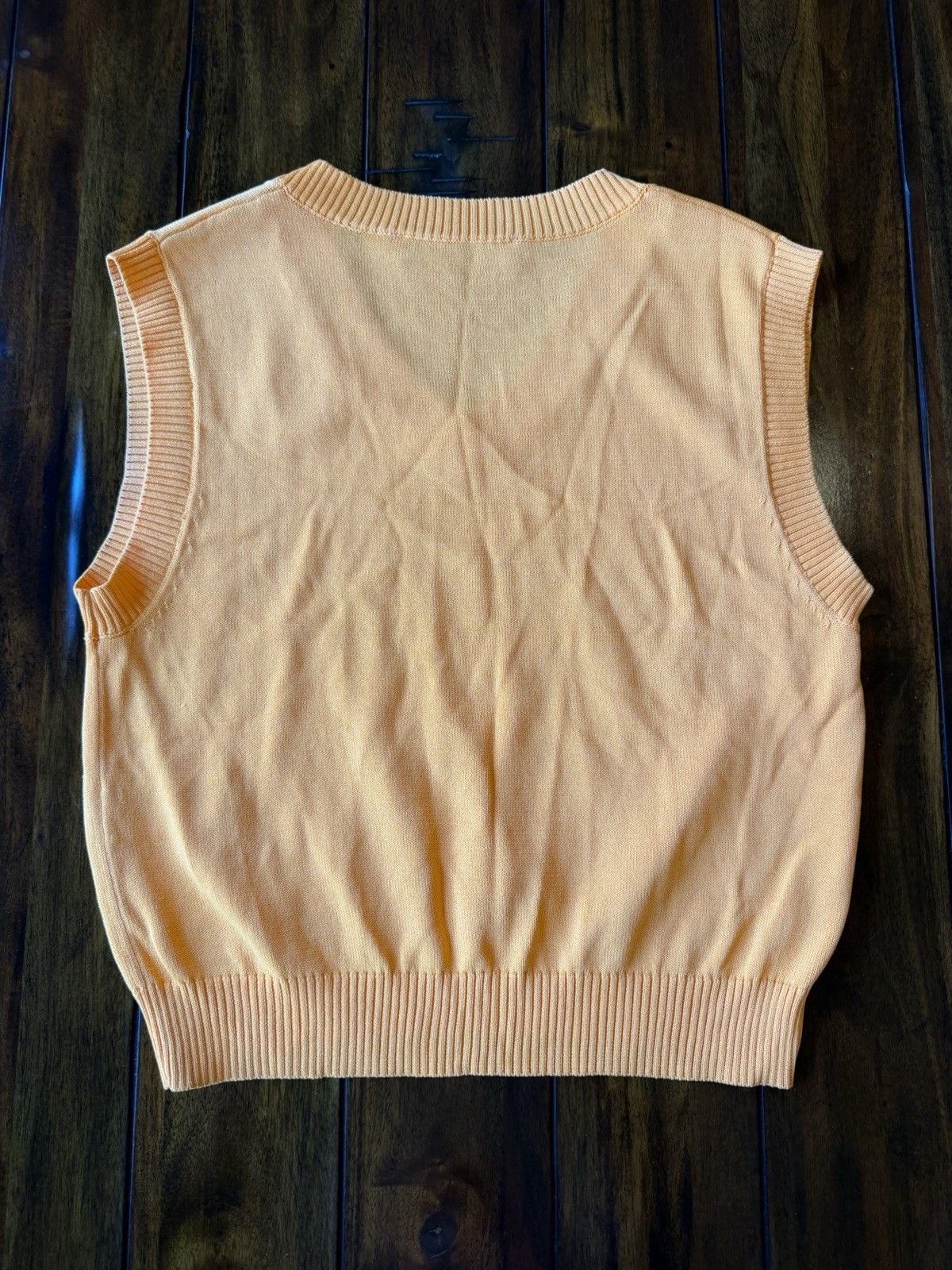 ZARA Women’s S Orange V Neck Knit Sweater Vest Sleeveless Viscose Blend 5