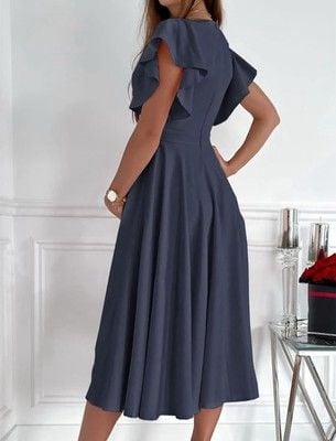 Dokotoo Women's V Neck Elegant Party Dress Short Sleeve Skater-SIZE XL 3