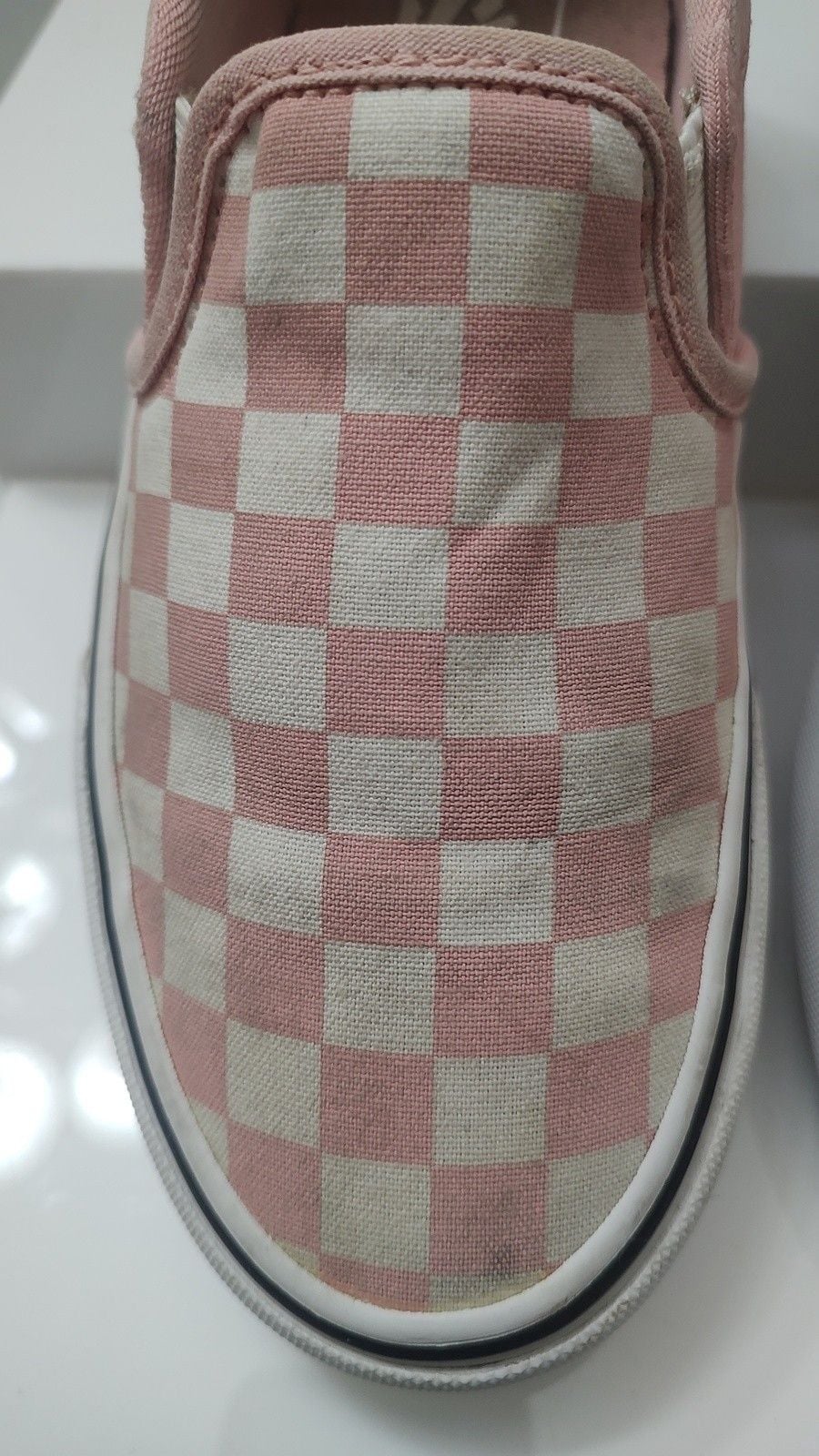 Vans Classic Slip-On Checkerboard Pink and White Sneakers, US(Wmn)6 8