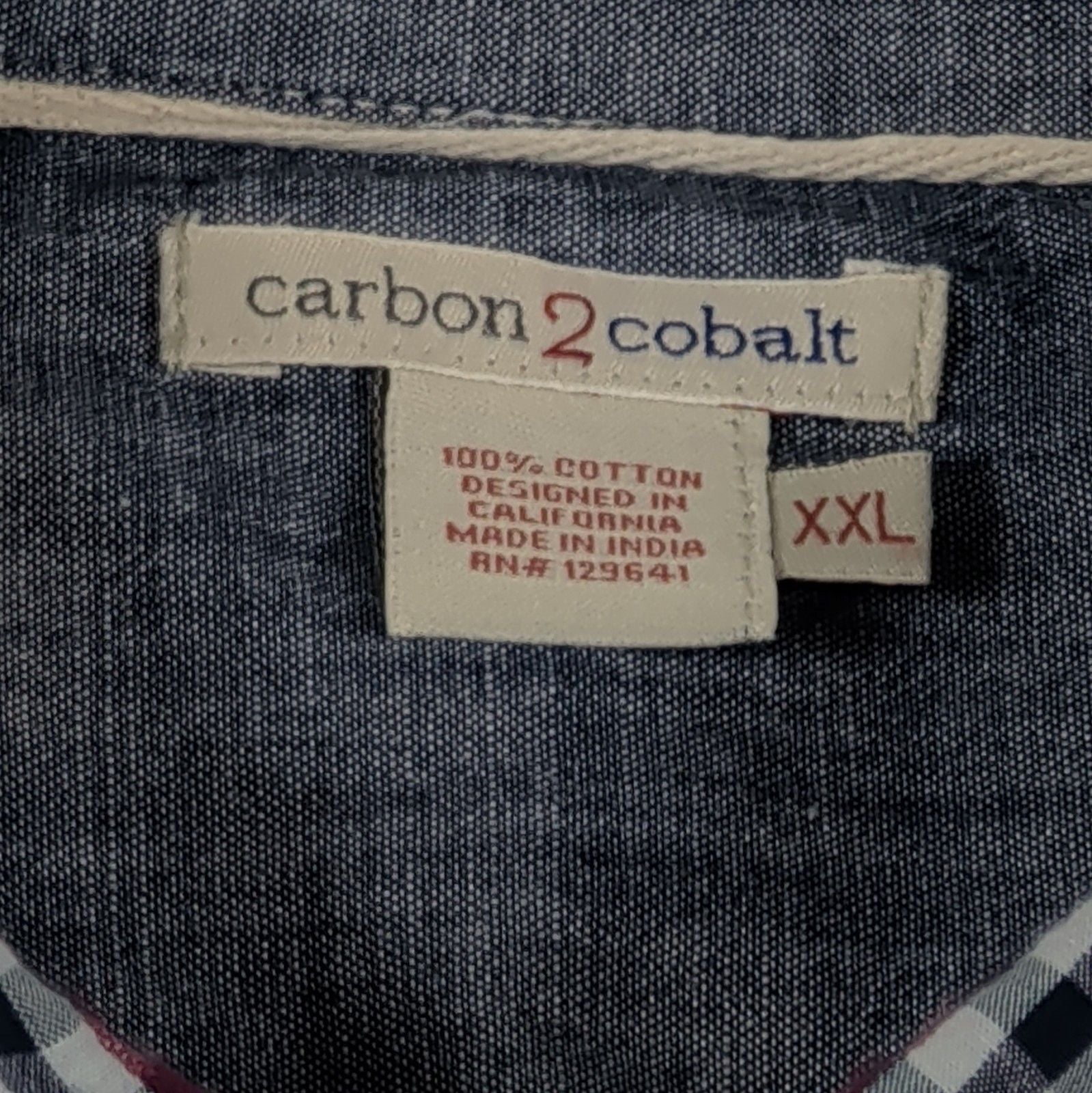 carbon2cobalt Men's 2XL Woven Cotton Long Sleeve Button-Up Multicolor Check 3