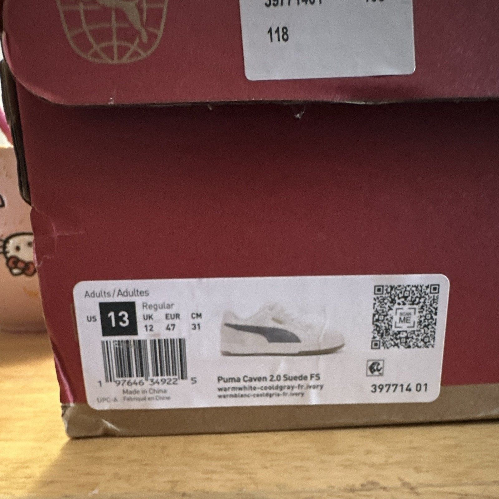 PUMA Caven 2.0 Suede FS Men’s Low Top Lace-Up Sneakers White Gray Suede 9